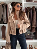 Drawstring Waist Cropped Jacket