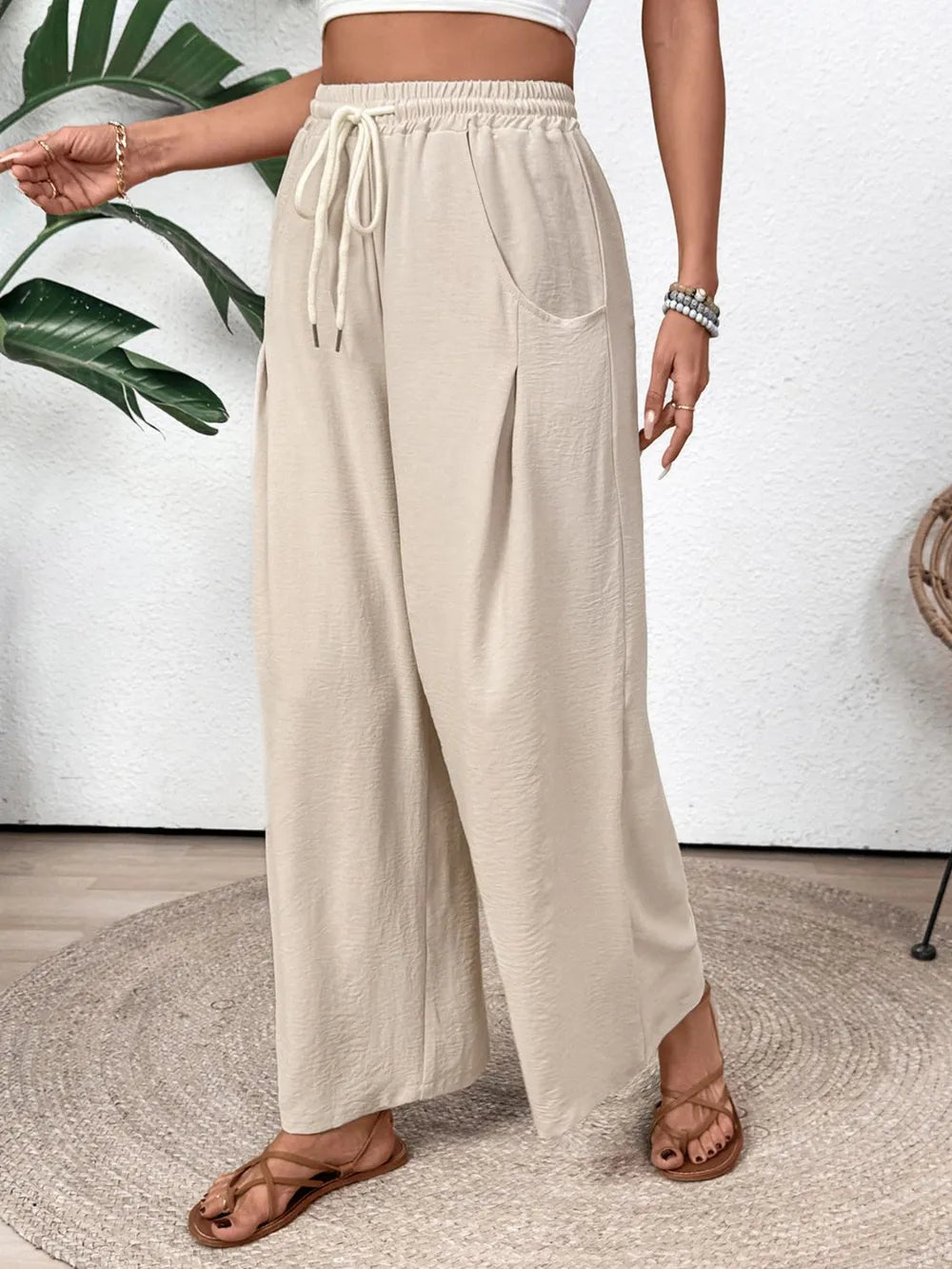 Perfee Drawstring Wide Leg Pants.