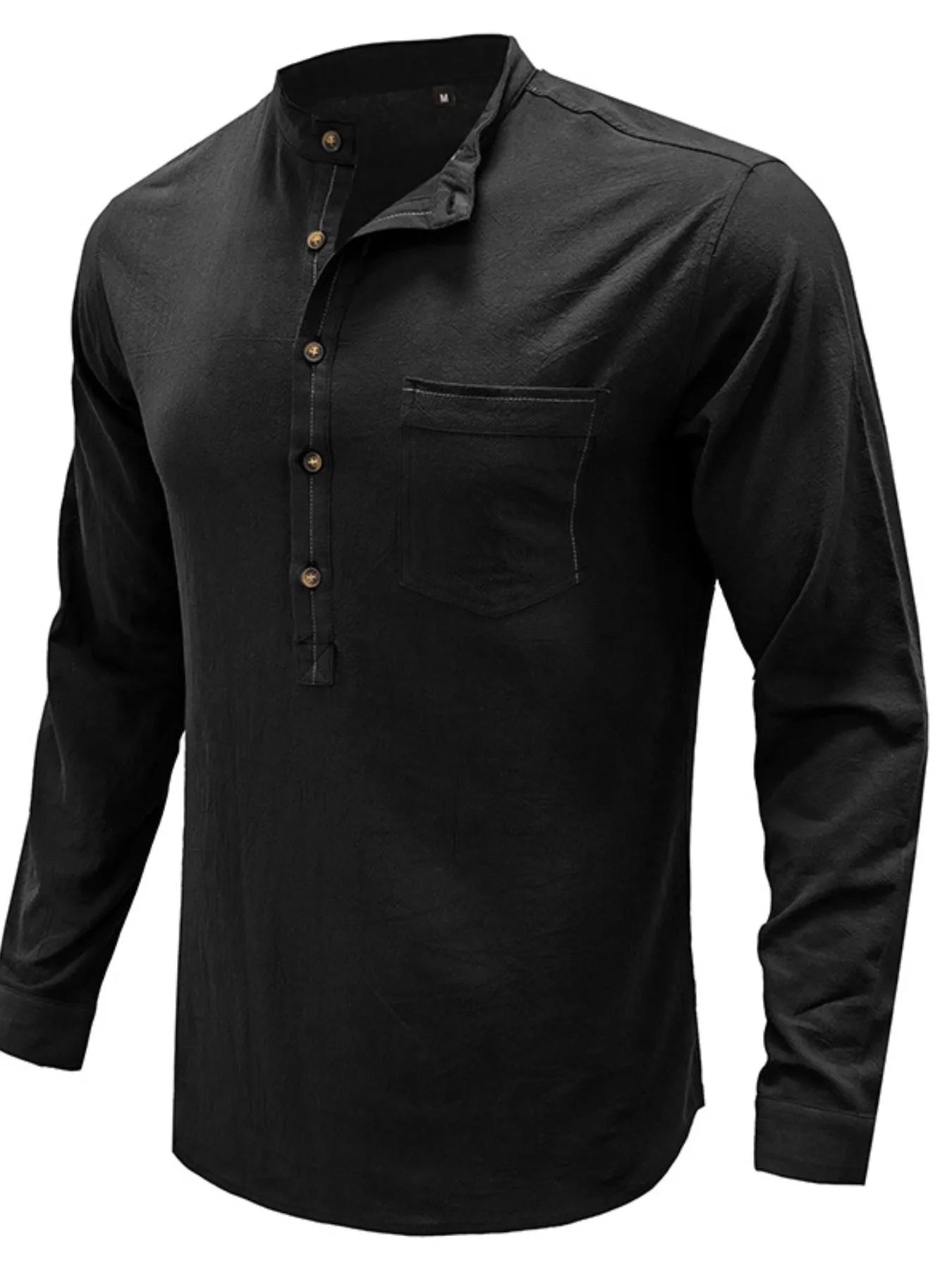 Men's Button Detail Long Sleeve Polo Shirt.