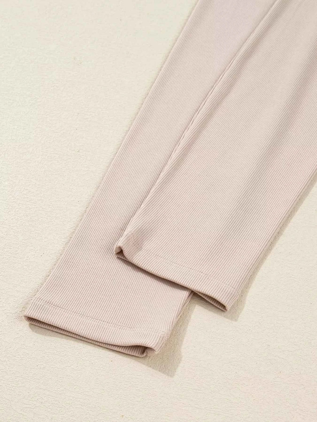 Solid Color Oversize Slit Sweatshirt and Ribbed Leggings 2pcs Set