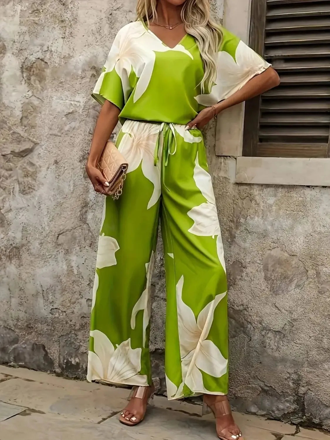 Top and Wide Leg Pants Set WOMEN - CHIC TB