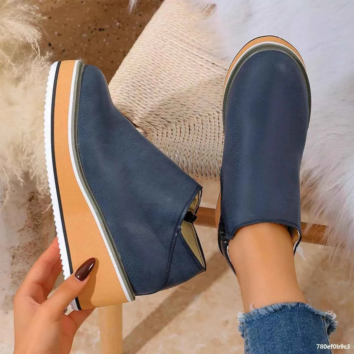 Wedge Ankle Boots with Zipper