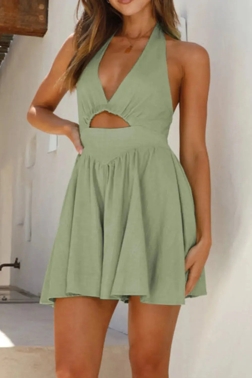 Cutout Halter Neck Mini Dress.