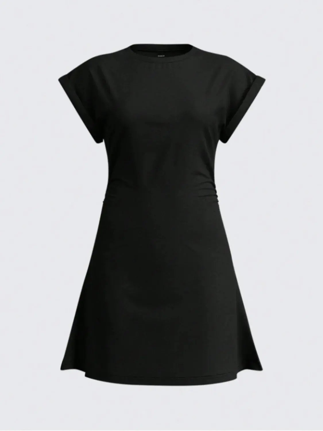 Round Neck Short Sleeve Mini Tee Dress.