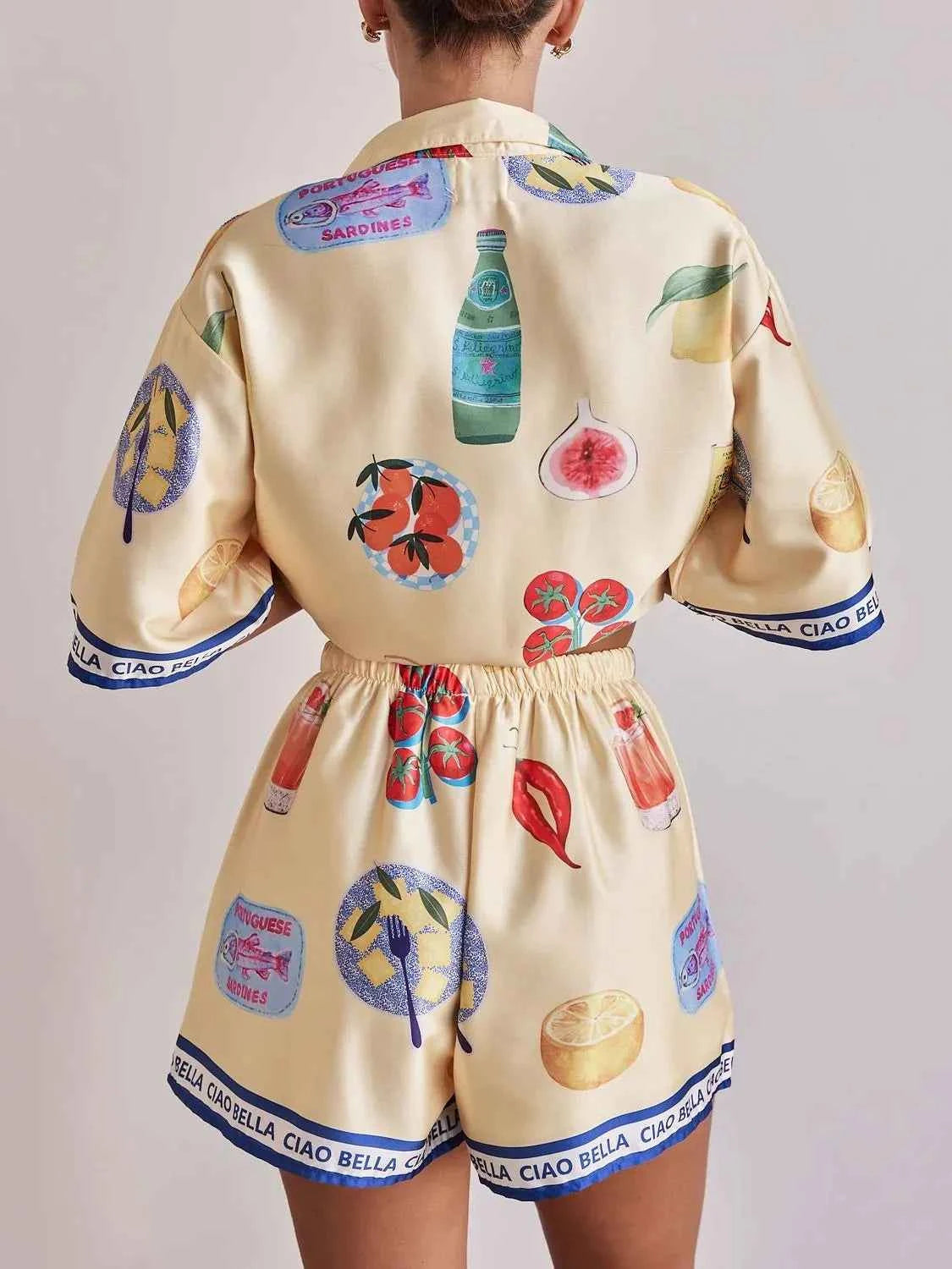 Printed Button Up Top and Shorts Set