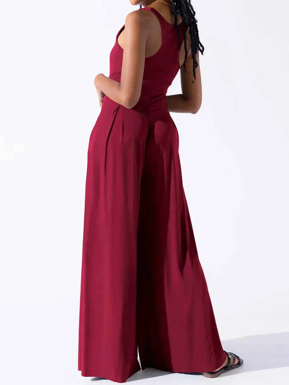 Square Neck Wide Strap Jumpsuit