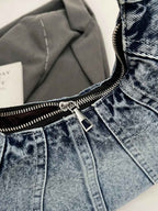 Crescent Shaped Denim Shoulder Bag