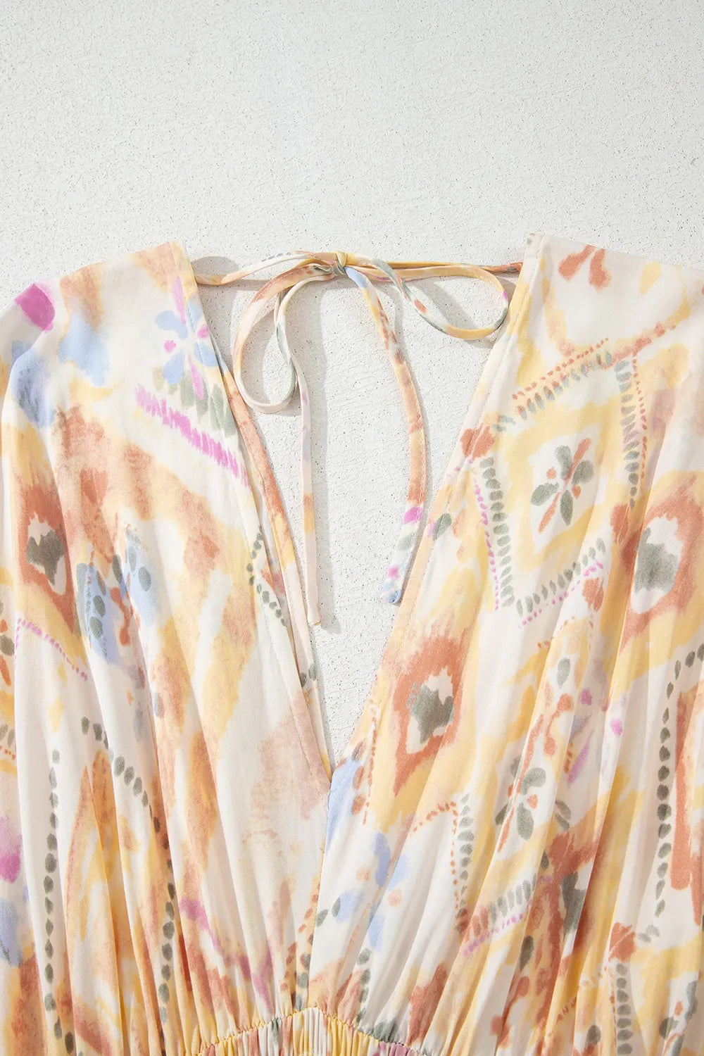 Half Sleeve Shirred High Waist Maxi Dress.