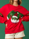 Christmas Sequin Santa Hat Holiday Sweatshirt