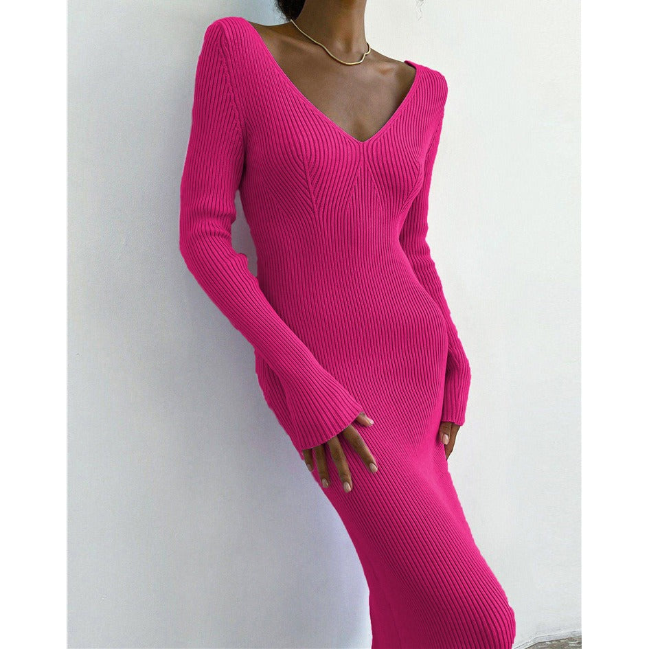 Elegant Pleated A-line Midi Dresses Female V-neck Casual