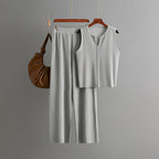 Sleeveless Knit Top Set Wide Leg Pants Two-Piece Set for Women eprolo