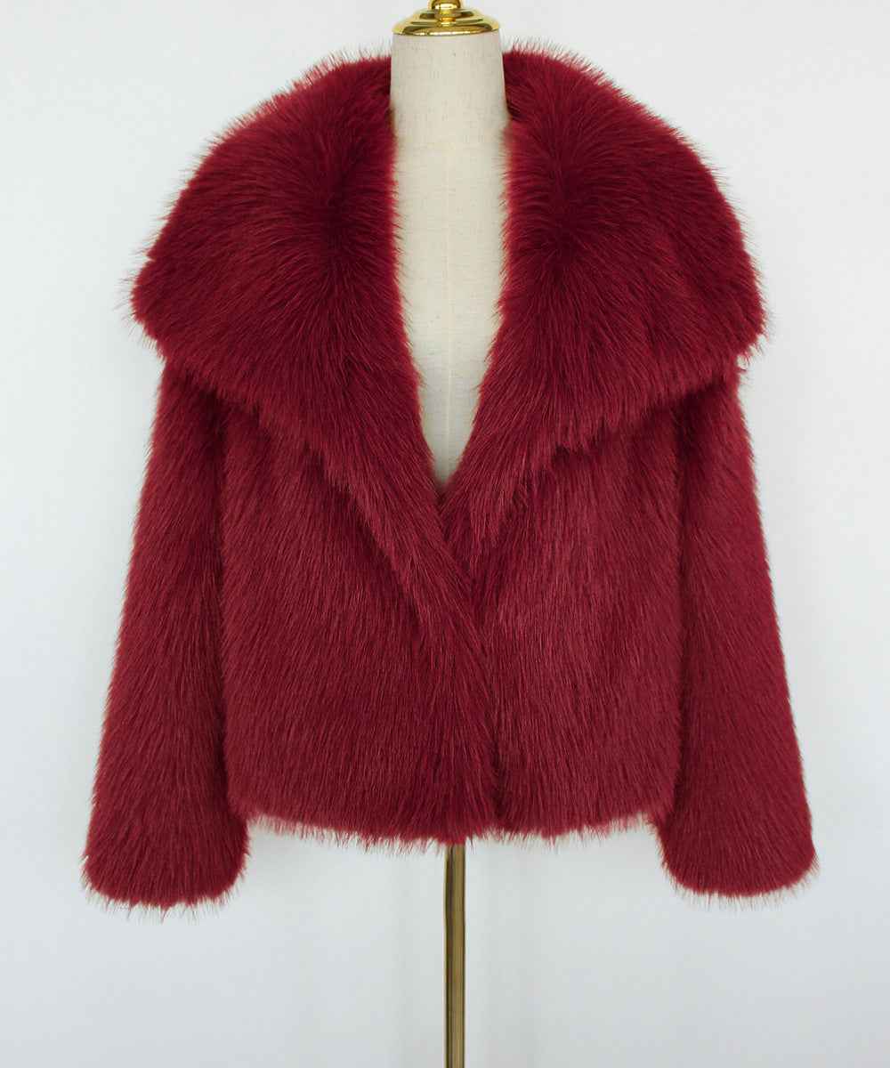 Imitation fur coat top women's short woolen coat made of synthetic fur