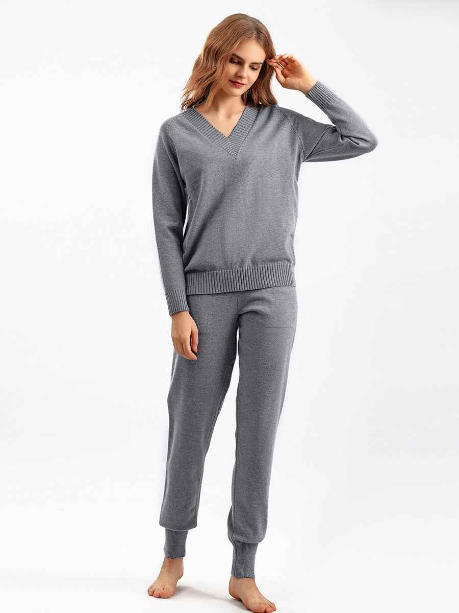 Autumn and winter sweater harem pants suit AliExpress Russian casual sweater pullover two-piece set