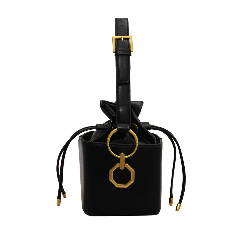 Small Drawstring Bucket Bag with Crossbody Strap