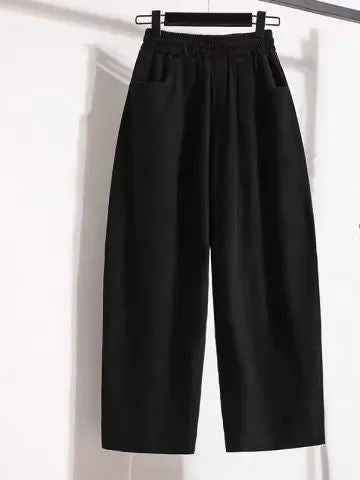 Style Plus Size Casual Pants for Women, Loose and Slimming Nine-Point Harem Trousers for Pear-Shaped Figures
