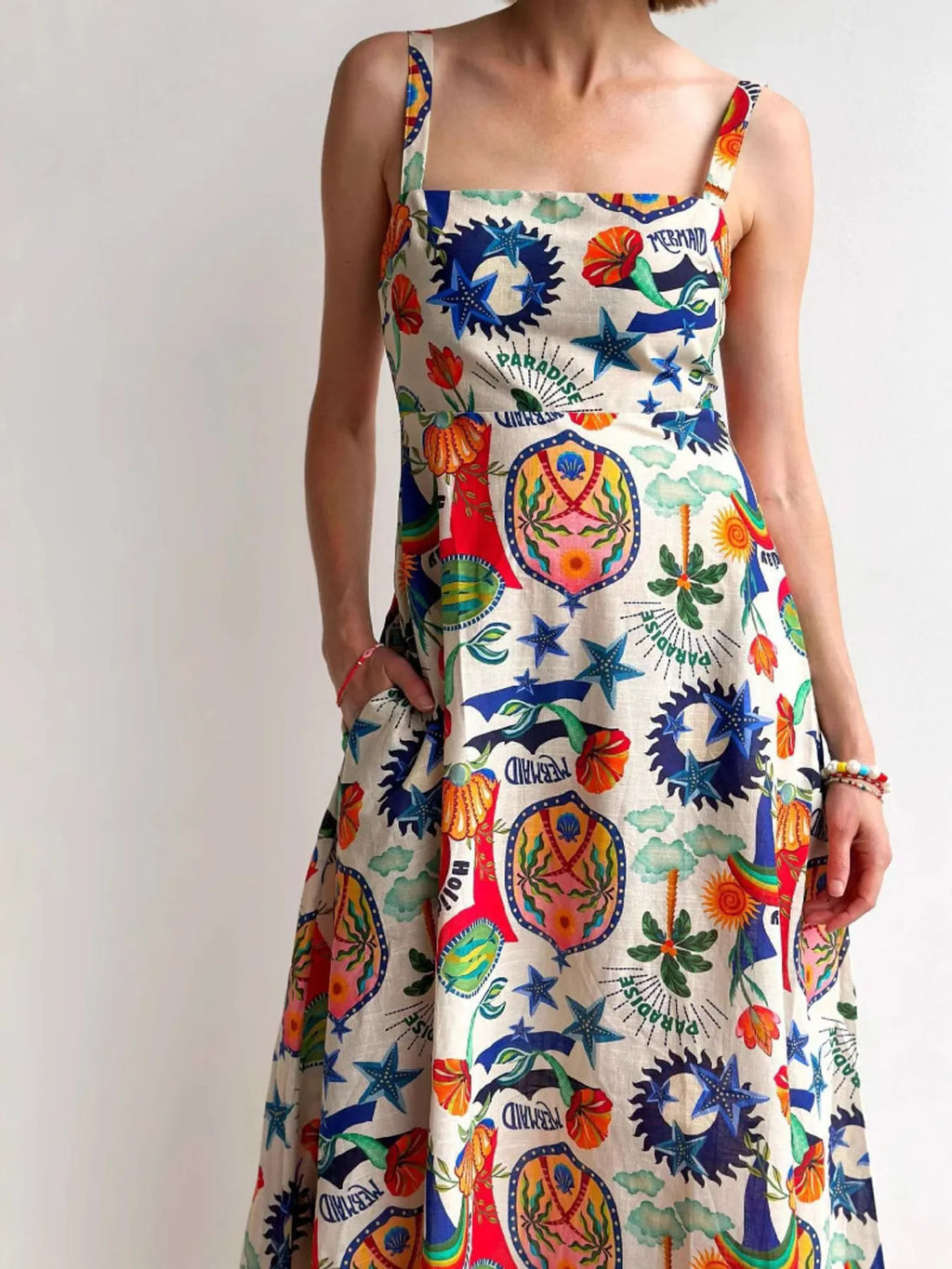 Flowery Square Neck Maxi Dress.