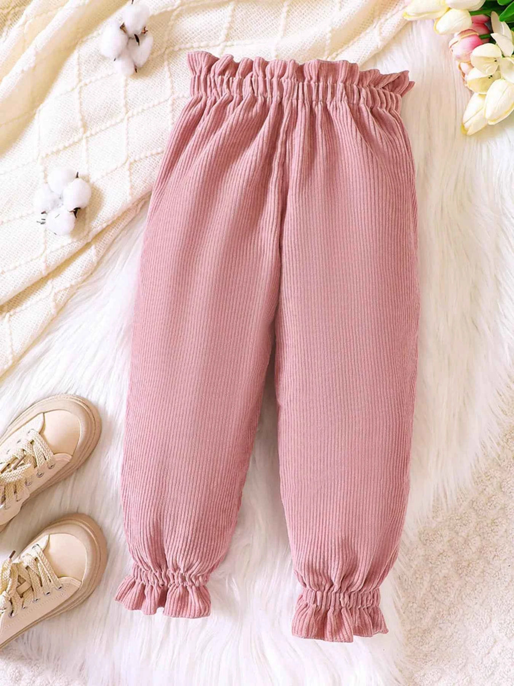 Children's Ruffled Hem Corduroy Pants