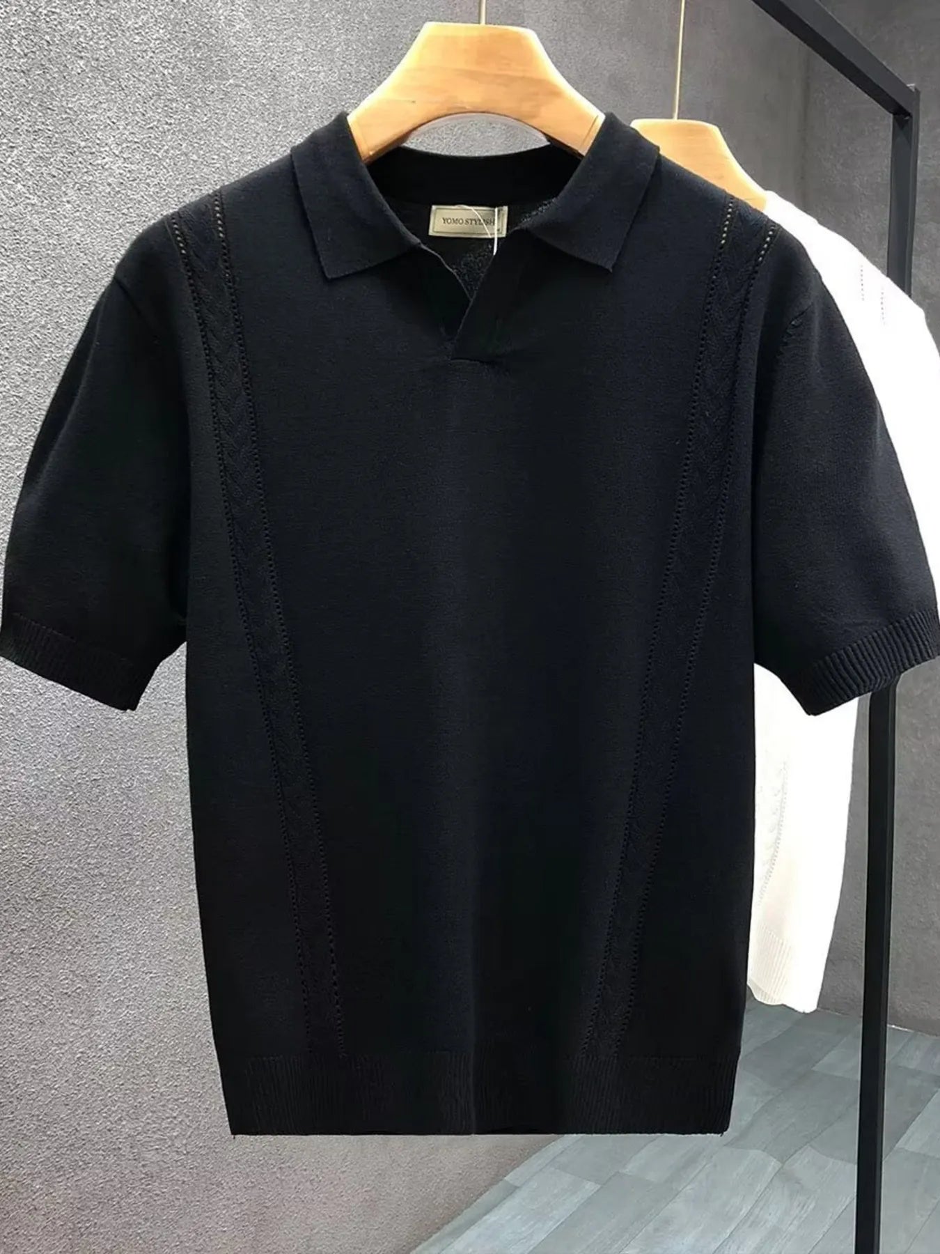 Men's Detail Short Sleeve Polo Plus Size.