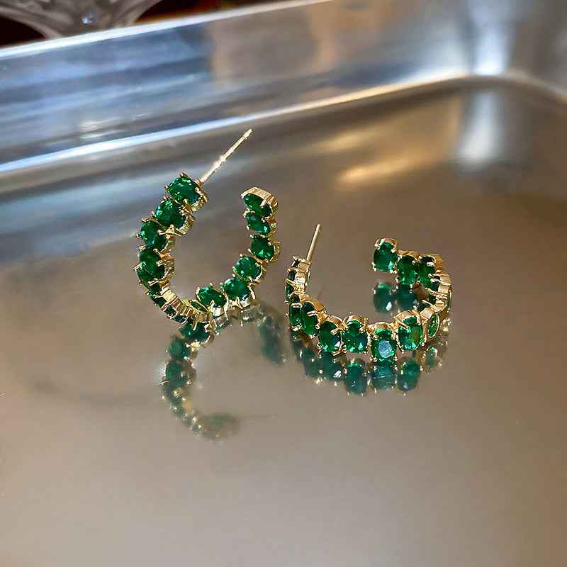 Vintage  Pendant Earrings For Women Geometric Stud Earrings Retro Rhinestone Light Luxury Jewelry