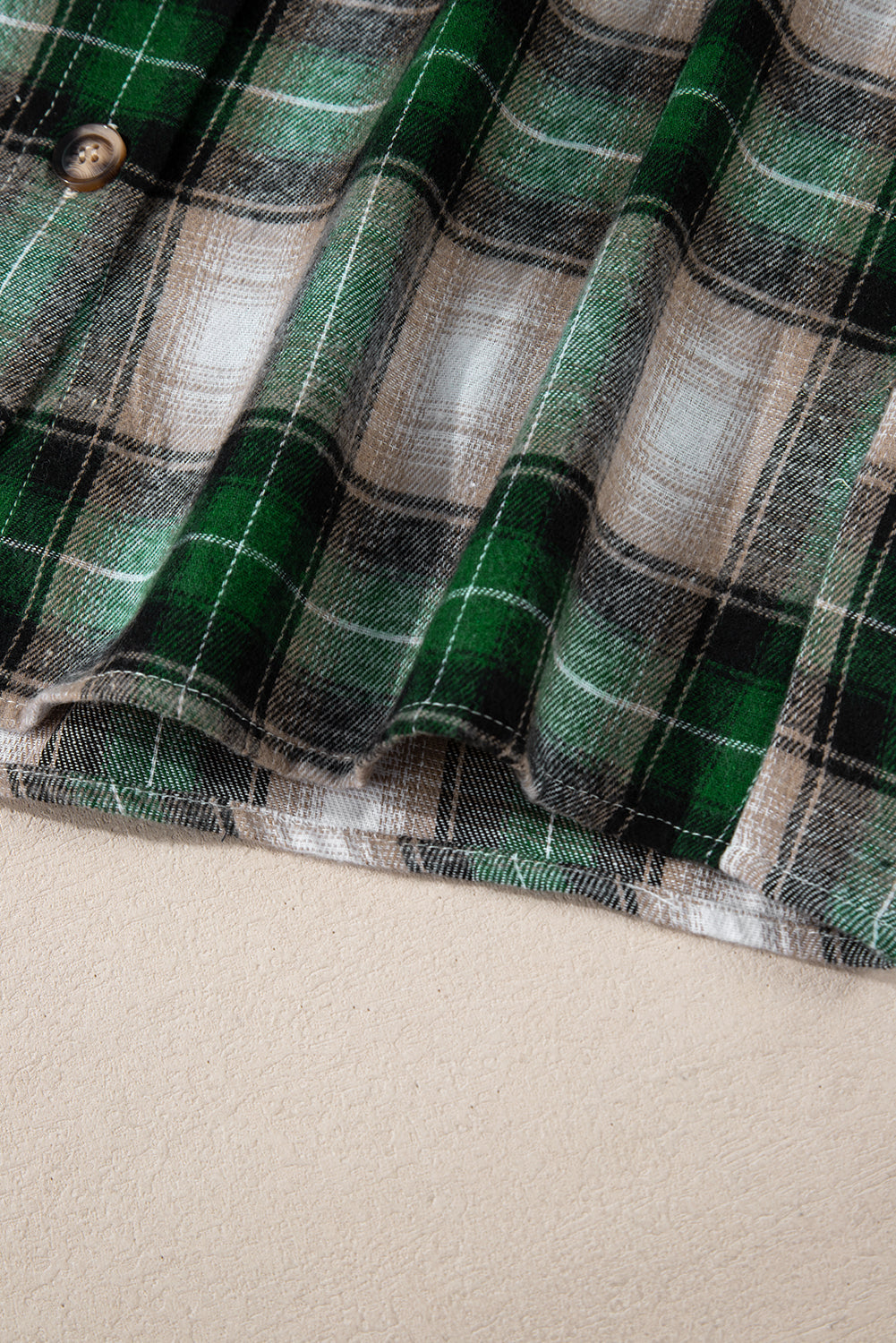 Green Plaid Print Chest Pocket Buttoned Hooded Shacket Dear-Lover Dropshipping