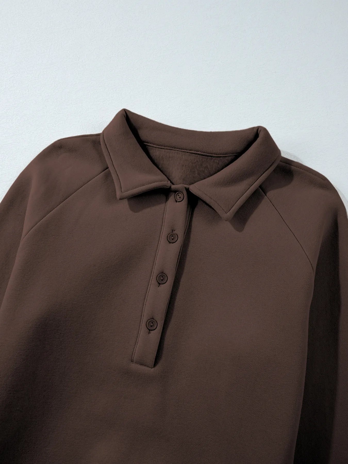 Collared Sweatshirt and High Waist Pants Active Set.