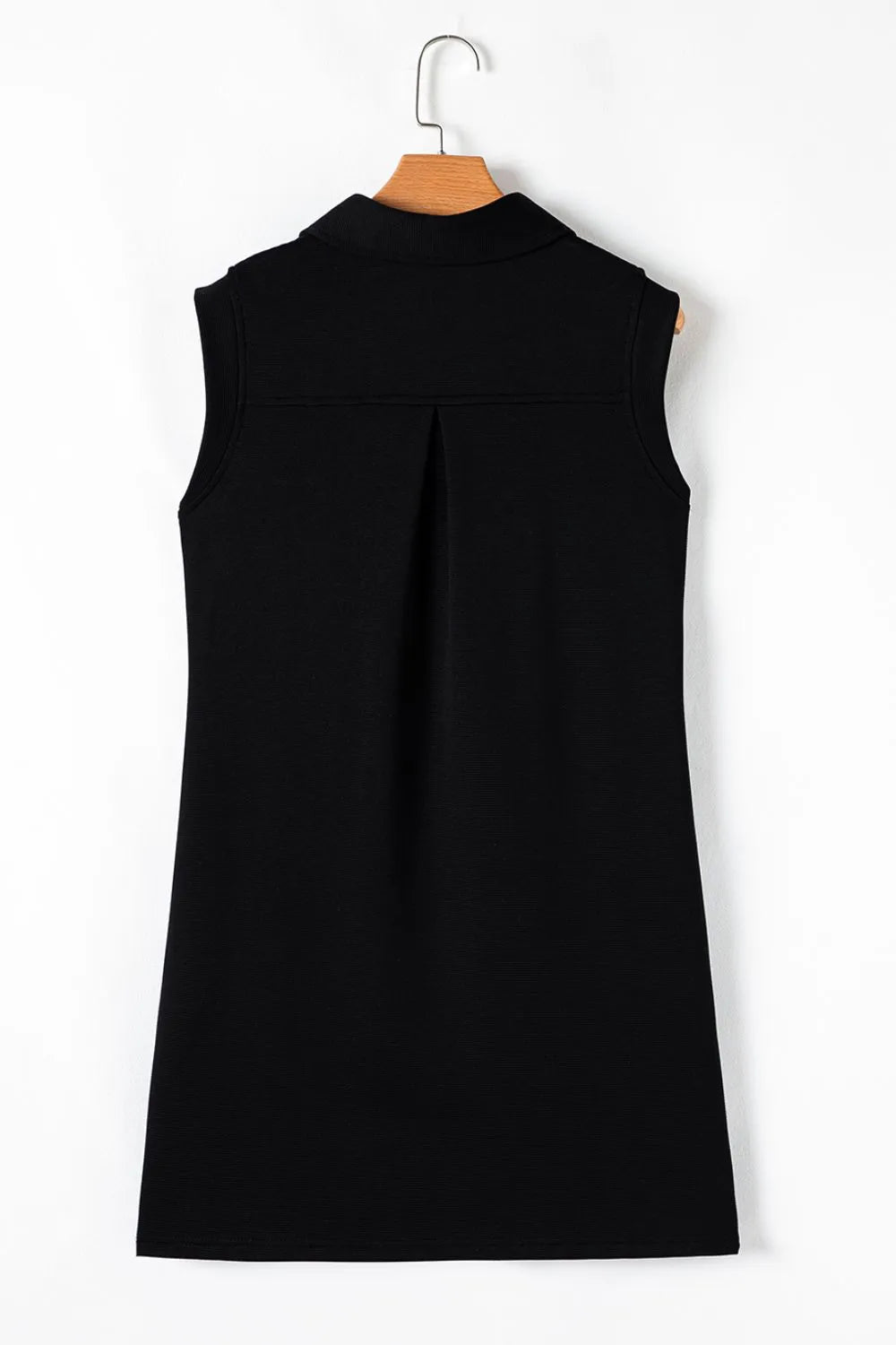 Notched Sleeveless Mini Dress.