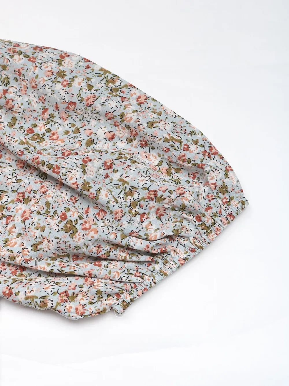 Perfee Ditsy Floral Smocked Square Neck Puff Sleeve Jumpsuit - CHIC TB