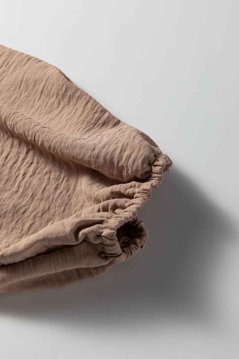 Smoke Gray Deep V Neck Bubble Sleeve Smocked Mini Dress