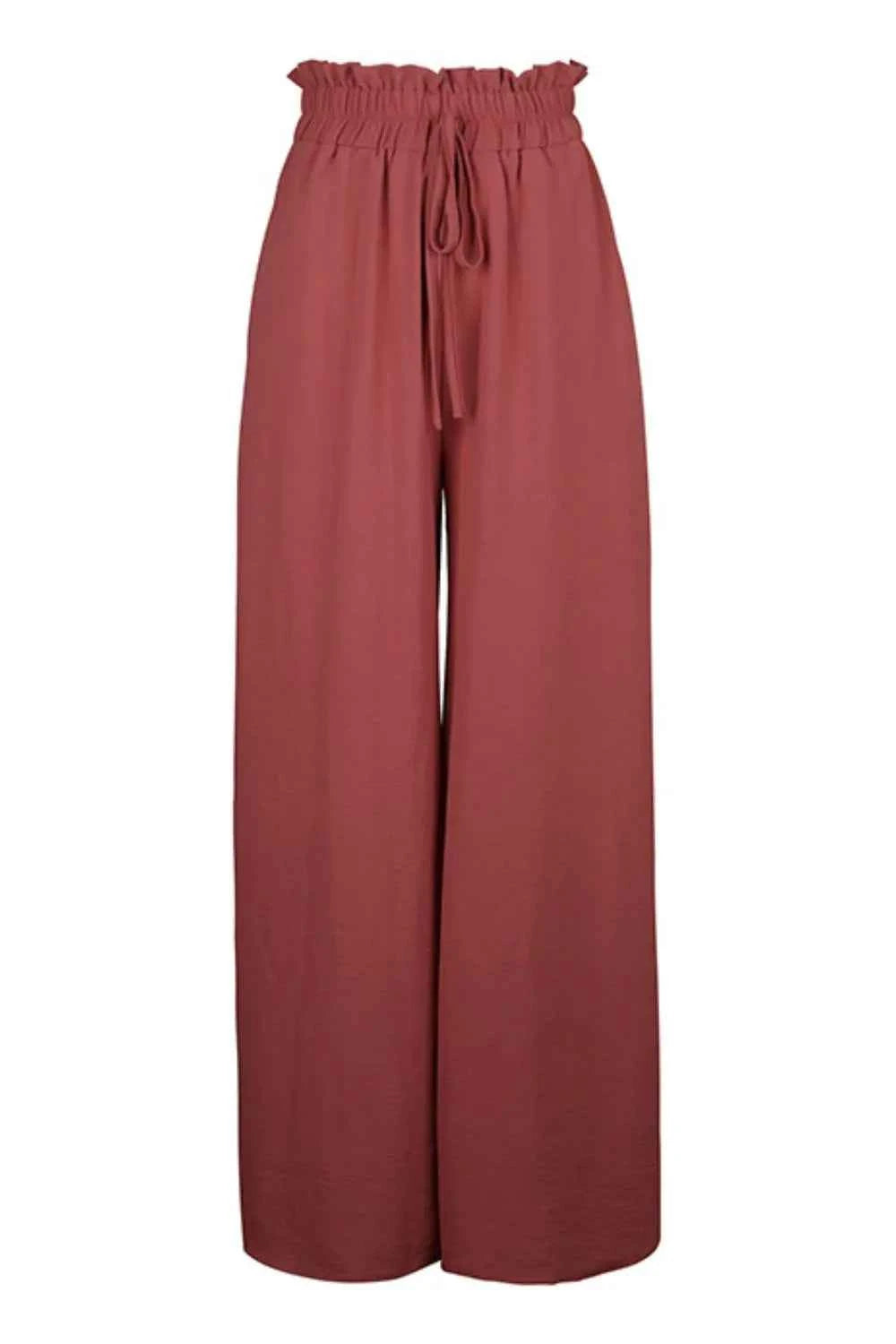 Perfee Frill Tied Wide Leg Pants.