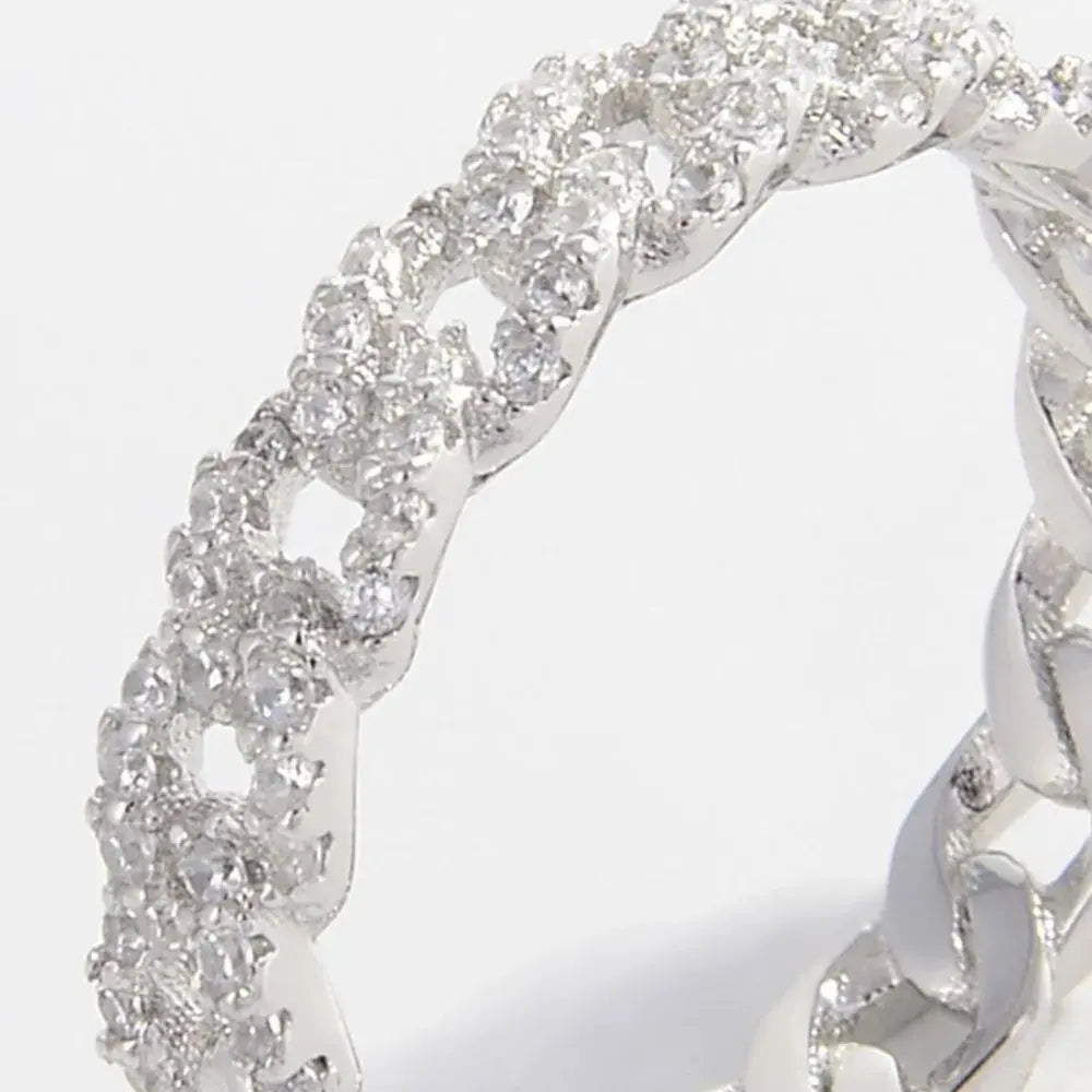 925 Sterling Silver Inlaid Zircon Ring.