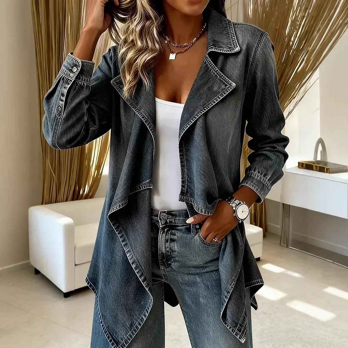 Womens Mid-length Denim Jacket