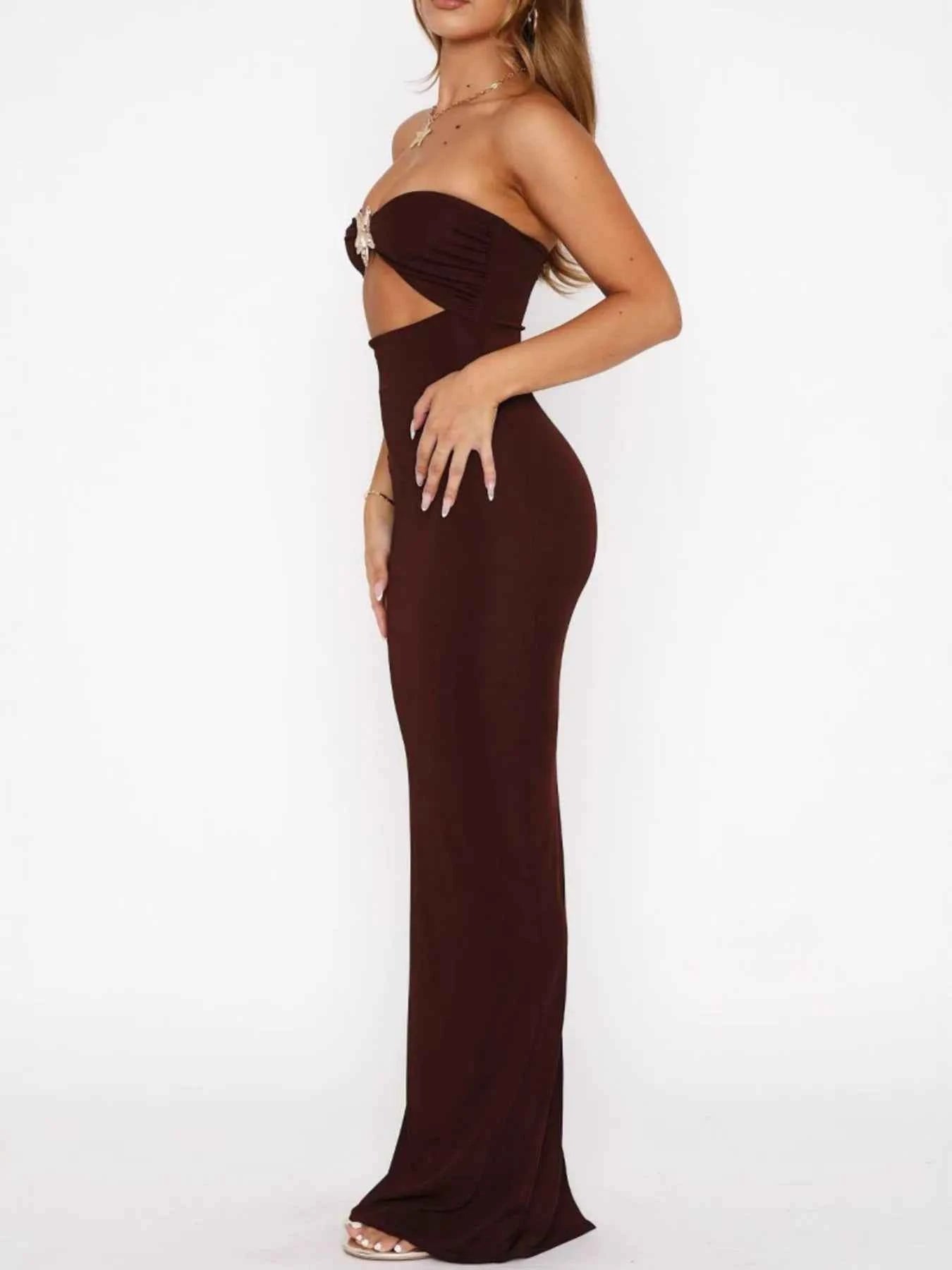 Cutout Sweetheart Neck Tube Maxi Dress.