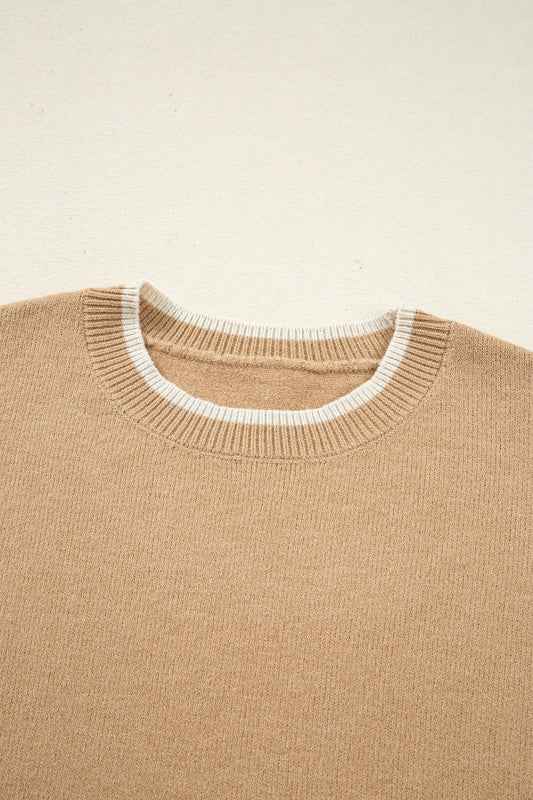 Ava Cuff Contrast Trim Sweater