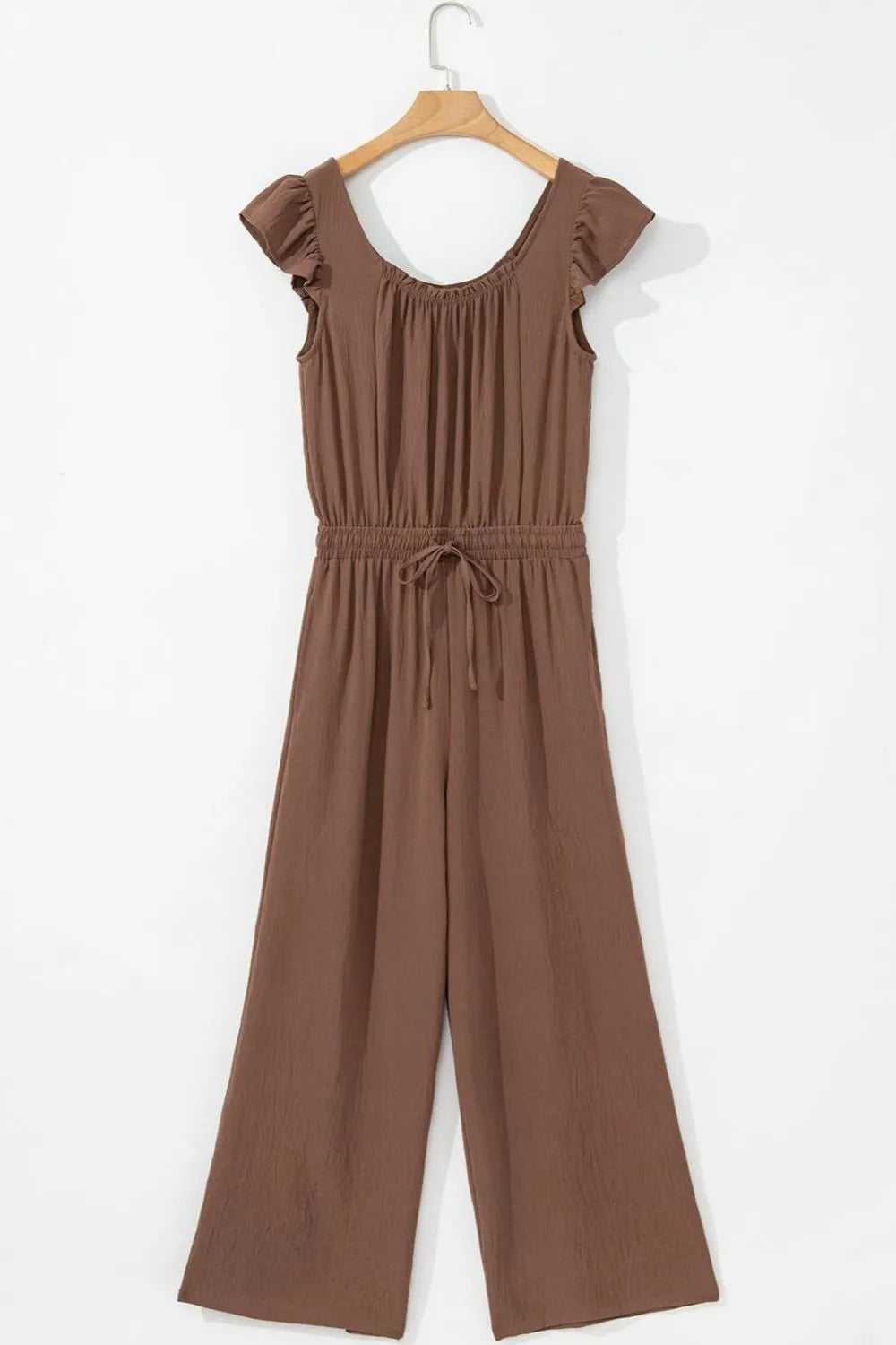 Ruffled Sleeve Wide Leg Jumpsuit.