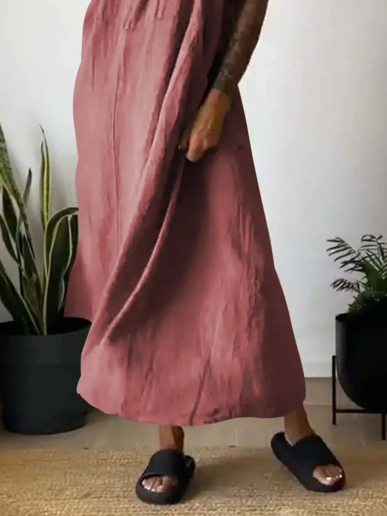 Full Size Ruched Cami Maxi Dress with Pockets Plus Size.