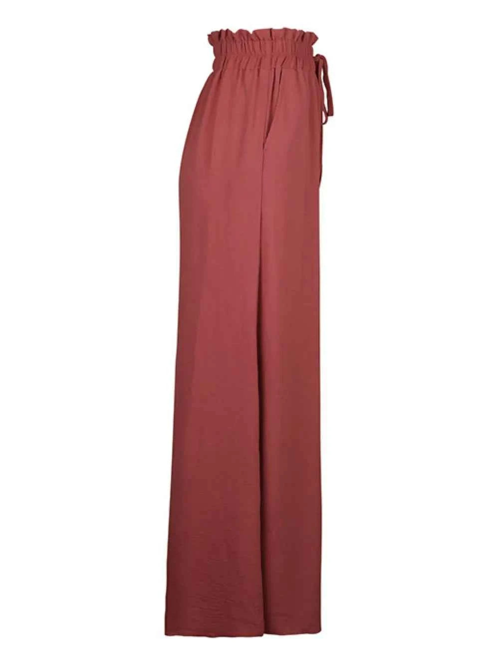 Perfee Frill Tied Wide Leg Pants.
