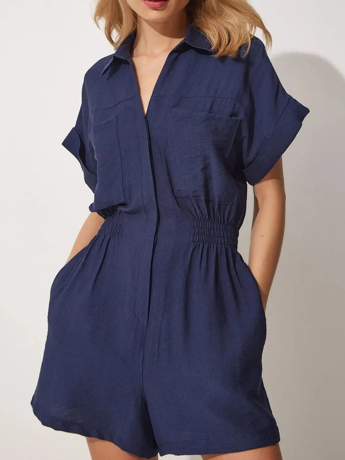 Johnny Collar Short Sleeve Romper.