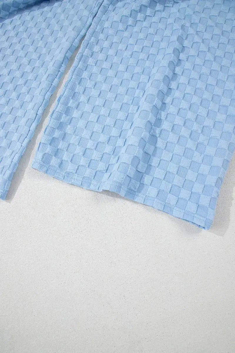 Checkered Pocketed Wide Leg Overalls.