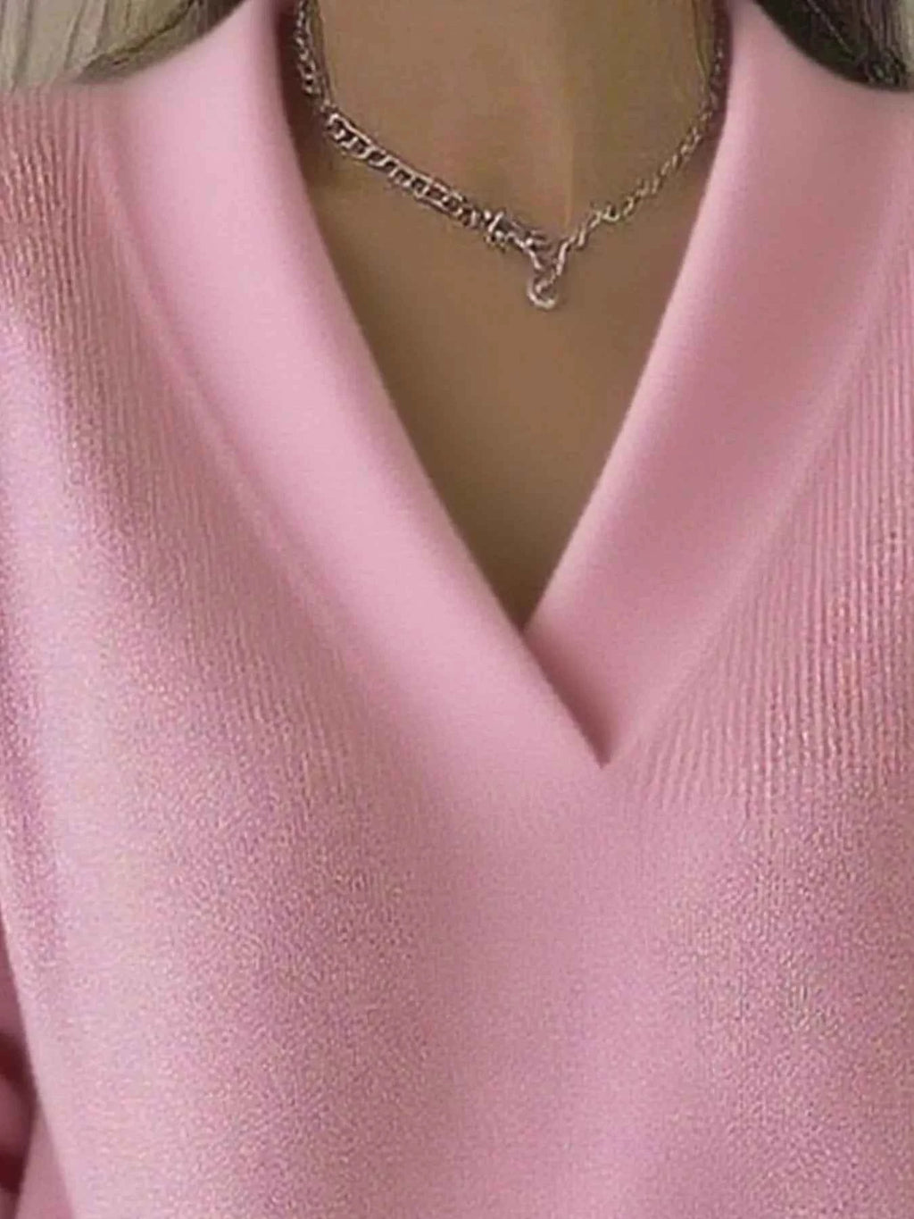 Full Size V-Neck Long Sleeve Sweater Plus Size