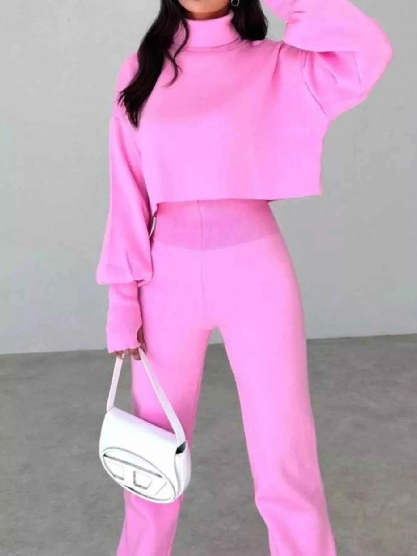 Turtleneck Long Sleeve Top & Pants Set