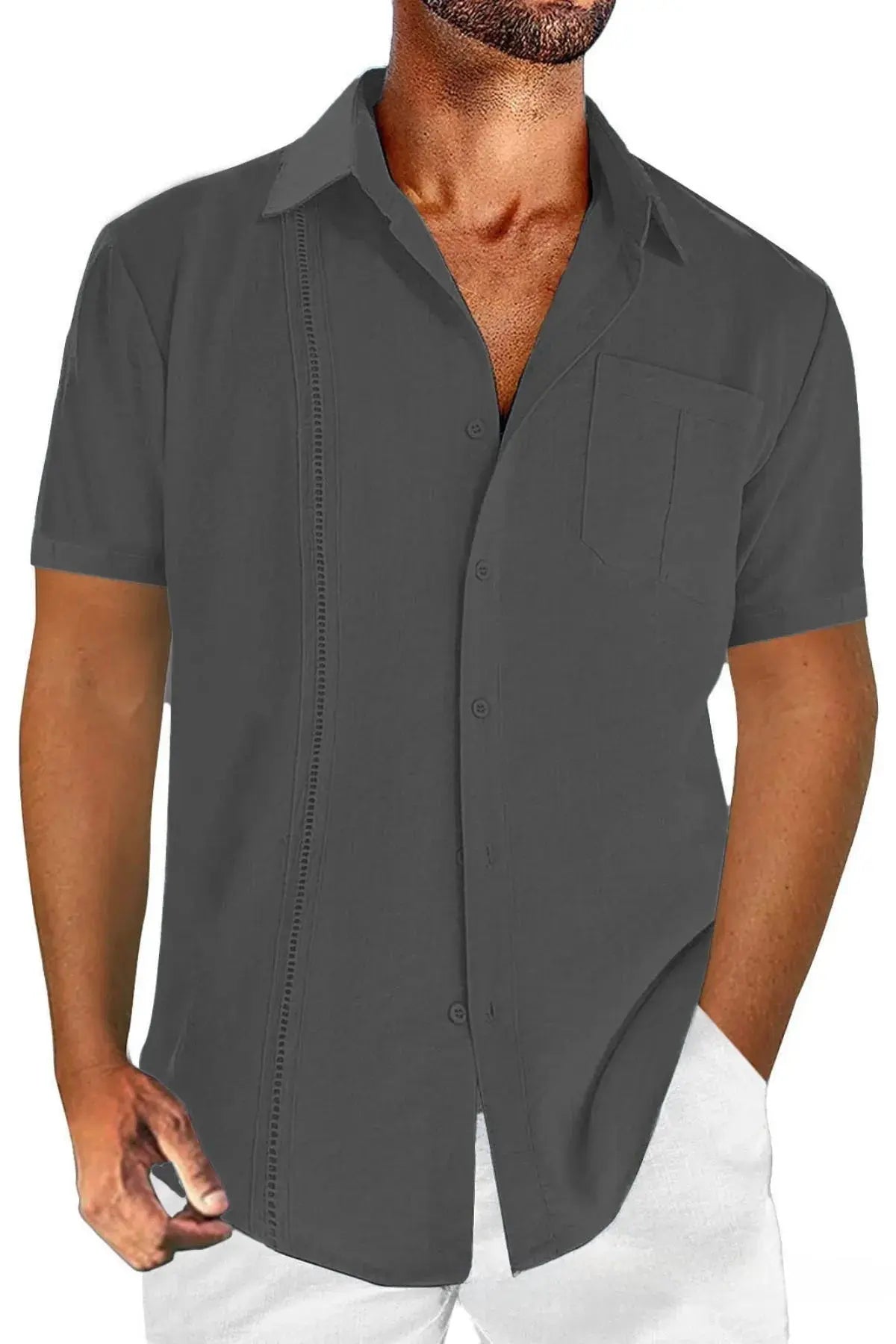 Men's Full Size Casual Short Sleeve Button Down Shirt Plus Size.
