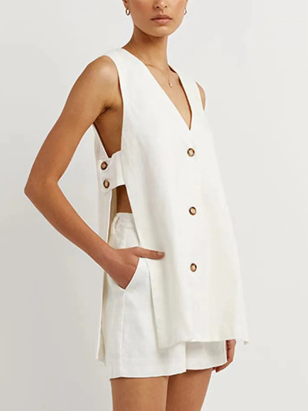 Full Size Button Up Top and Shorts Set.