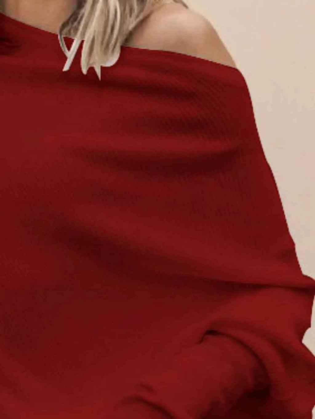 Single Shoulder Ribbed Knit Top.