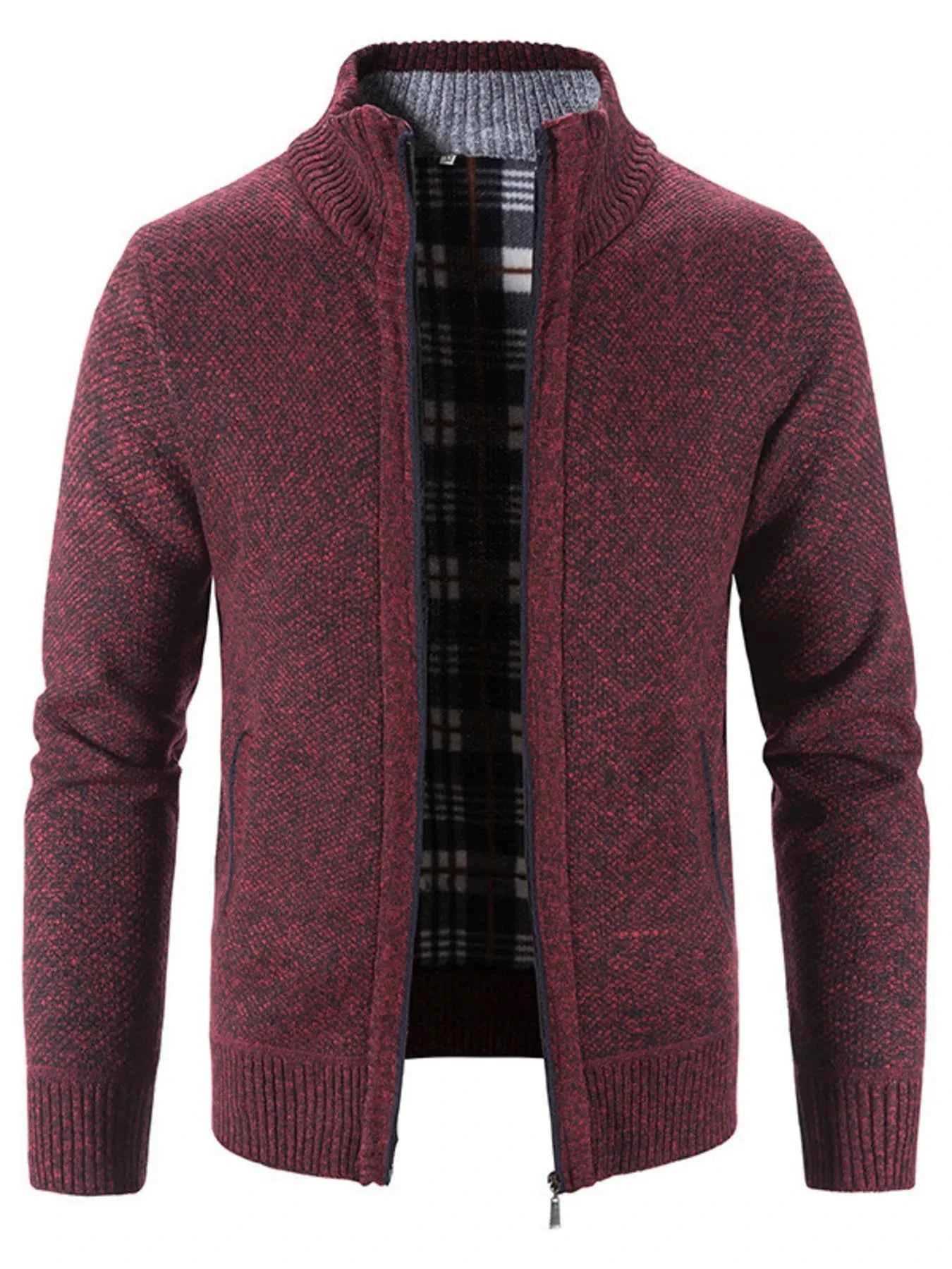 Men's Plus Size Zip-Up Long Sleeve Cardigan