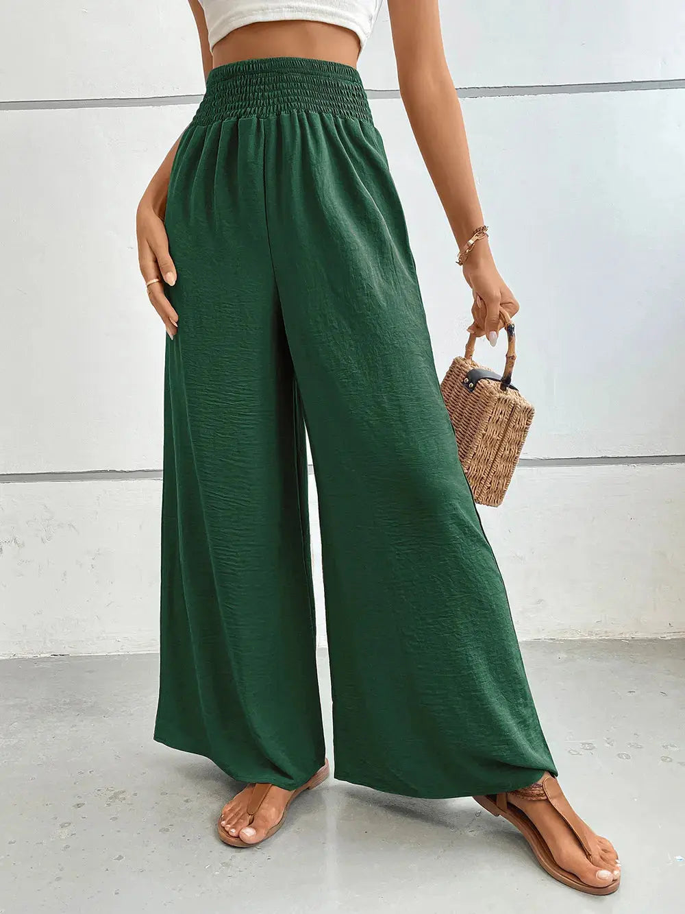 Perfee Wide Leg Pants with Pockets.