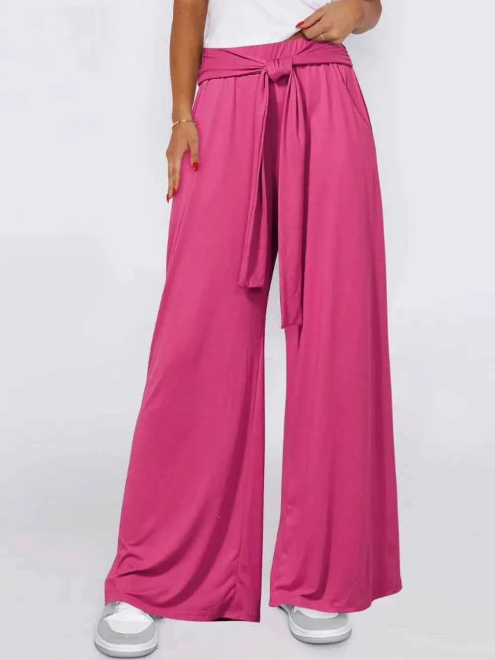 Tied Wide Leg Pants with Pockets