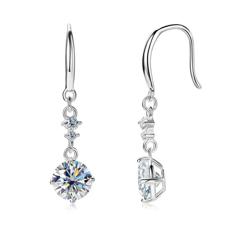 2 Carat Moissanite 925 Sterling Silver Earrings.