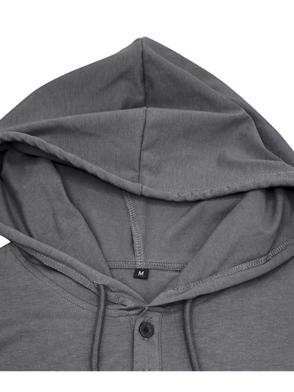 Men's Full Size Casual Hooded Henley T-Shirt Plus Size.