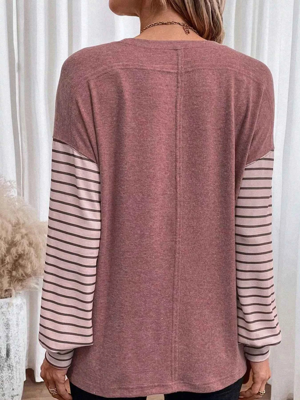 Striped Color Block Long Sleeve T-Shirt