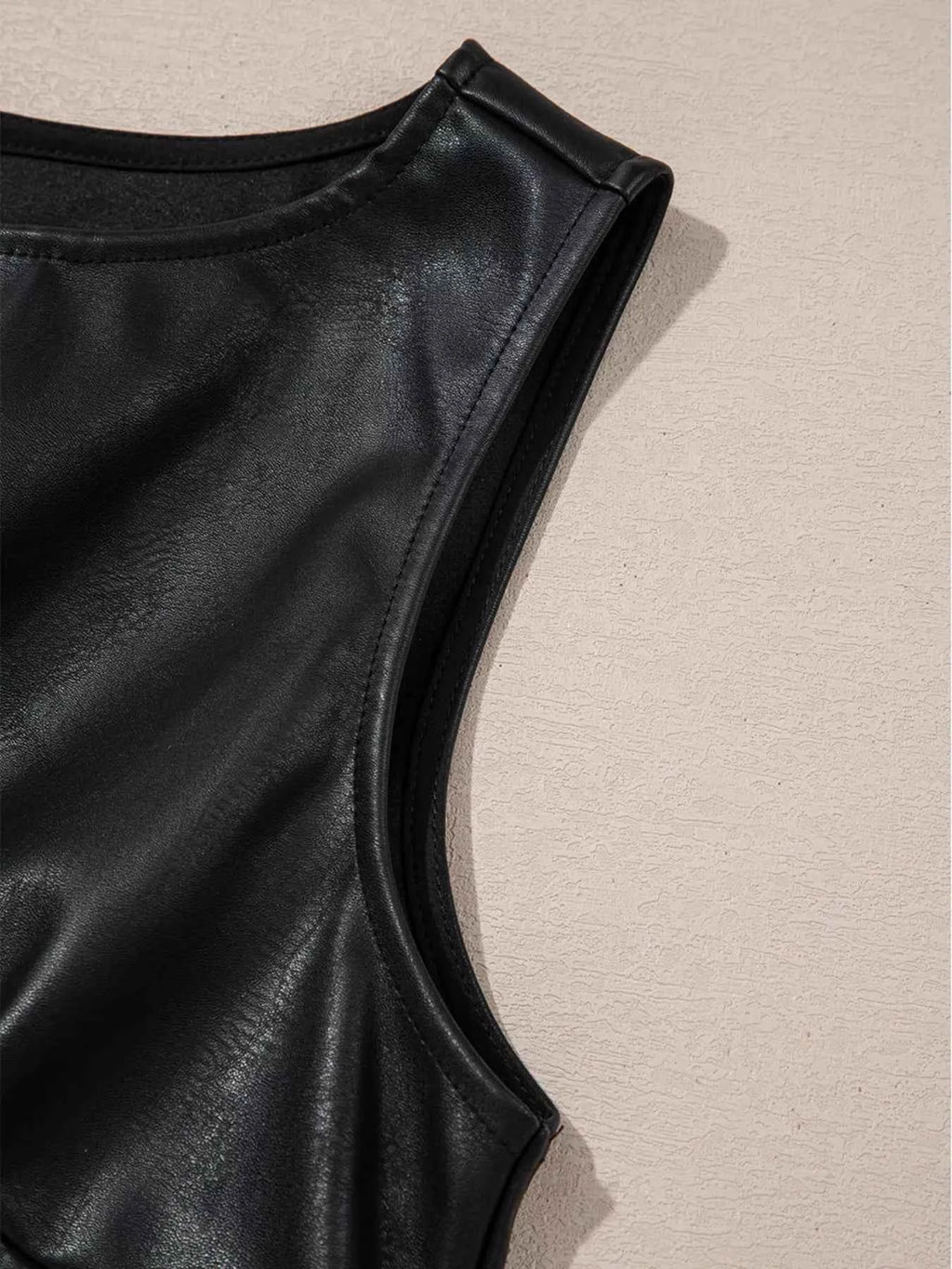 Vegan Leather Sleeveless Mini Dress